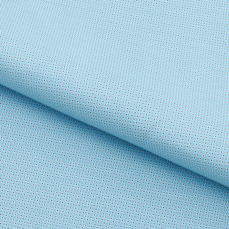 Flowers N' Dots Recycled Nylon Spandex Fabric - Turquoise/White Printed, 55/56" Width (1 Yard)