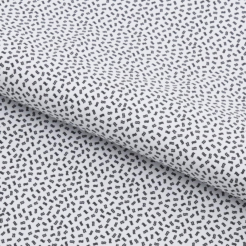 Small Wavy Seamless Lines Recycled Nylon Spandex Fabric - White/Black Printed Seamless Lines, 55/56" Width (1 Yard)