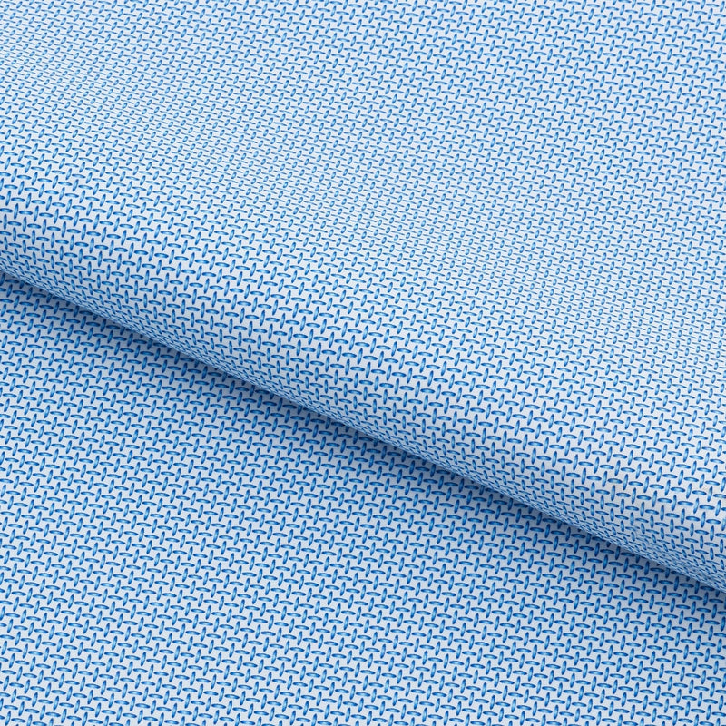 Sky Blue Cross Stitched Printed On Recycled Spandex Fabric - White/Blue, 55/56" Width (1 Yard)