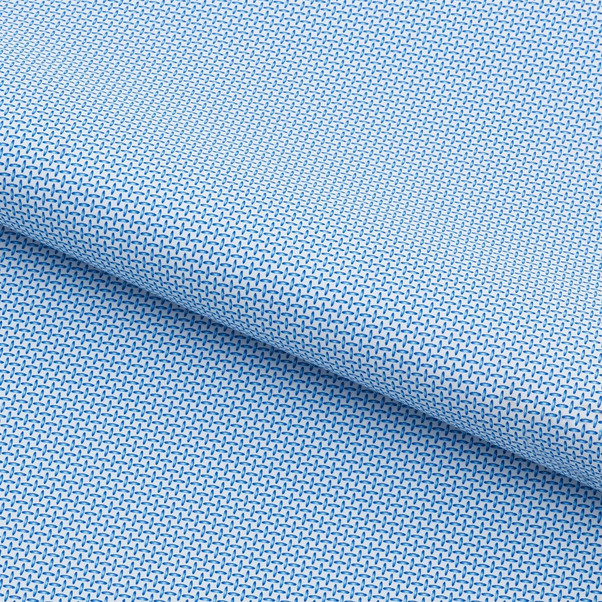 Sky Blue Cross Stitched Printed On Recycled Spandex Fabric - White/Blue, 55/56" Width (1 Yard)