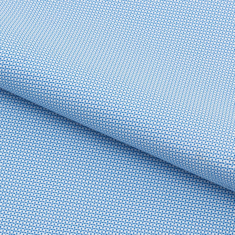 Sky Blue Cross Stitched Printed On Recycled Spandex Fabric - White/Blue, 55/56" Width (1 Yard)