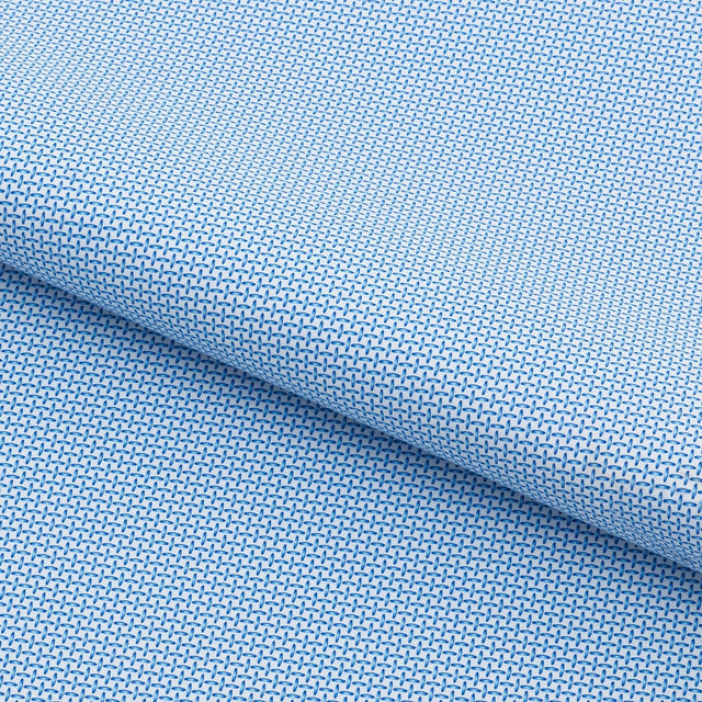 Sky Blue Cross Stitched Printed On Recycled Spandex Fabric - White/Blue, 55/56" Width (1 Yard)