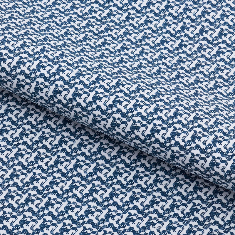 Tetris Blocks Recycled Nylon Spandex Fabric - White/Navy, 55/56" Width, 4-Way Stretch (1 Yard)