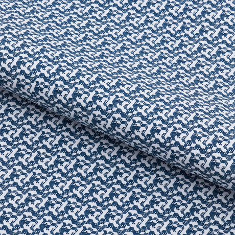 Tetris Blocks Recycled Nylon Spandex Fabric - White/Navy, 55/56" Width, 4-Way Stretch (1 Yard)