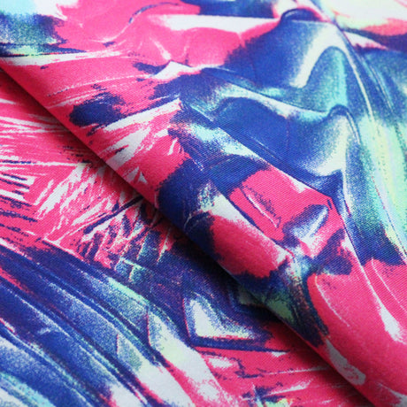Seismic Wave Nylon Spandex Fabric - Blue or Red, Abstract Wave Pattern, 58-60" Width (1 Yard)