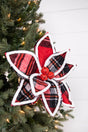 22” x 11" Red and Black Plaid with Red Bells Poinsettia Stem