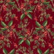 Cotton Wideback Fabric Red Burgandy Holly Bouquet 108"