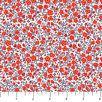 Cotton Floral Fabric Red Dapple Pocket Posies 44/45"