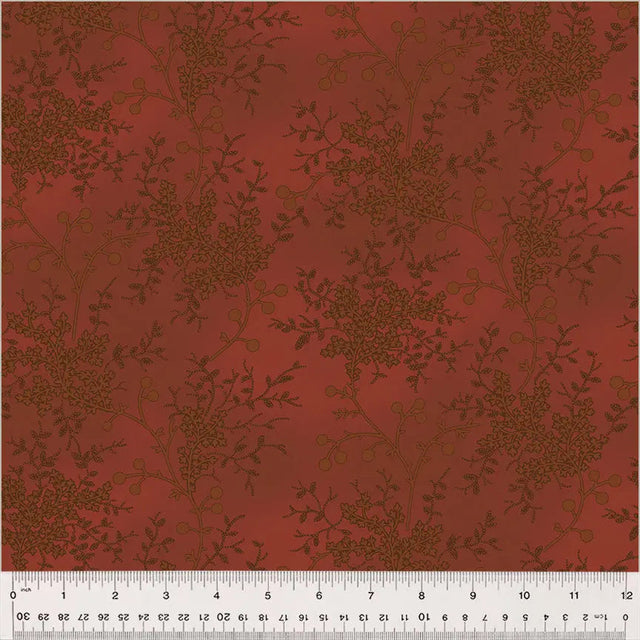 Cotton Fabric Red Floral Vine Ruby Wideback 108"