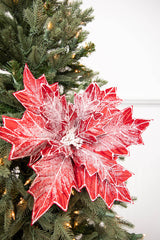 22” Frosted Poinsettia Stem
