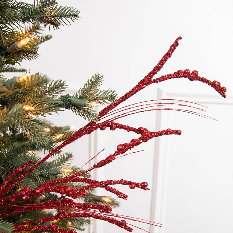 33” Glitter Berry Spray- Red
