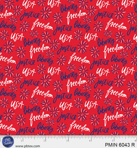 Cotton Patriotic Minis Print Fabric, Red, 44/45" Wide