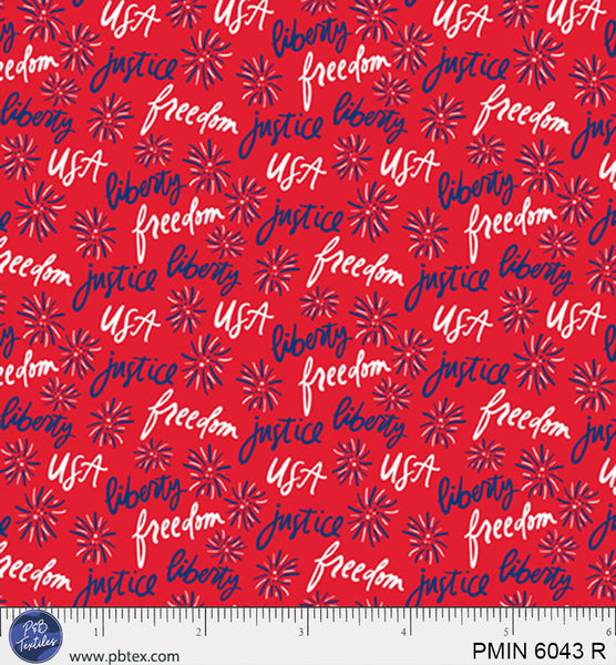 Cotton Patriotic Minis Print Fabric, Red, 44/45" Wide