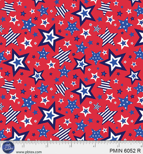 Cotton Patriotic Minis Print Fabric 44/45" Red