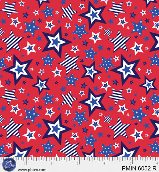 Cotton Patriotic Minis Print Fabric 44/45" Red