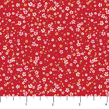 Cotton Print Red Petal Drift Pocket Posies Fabric