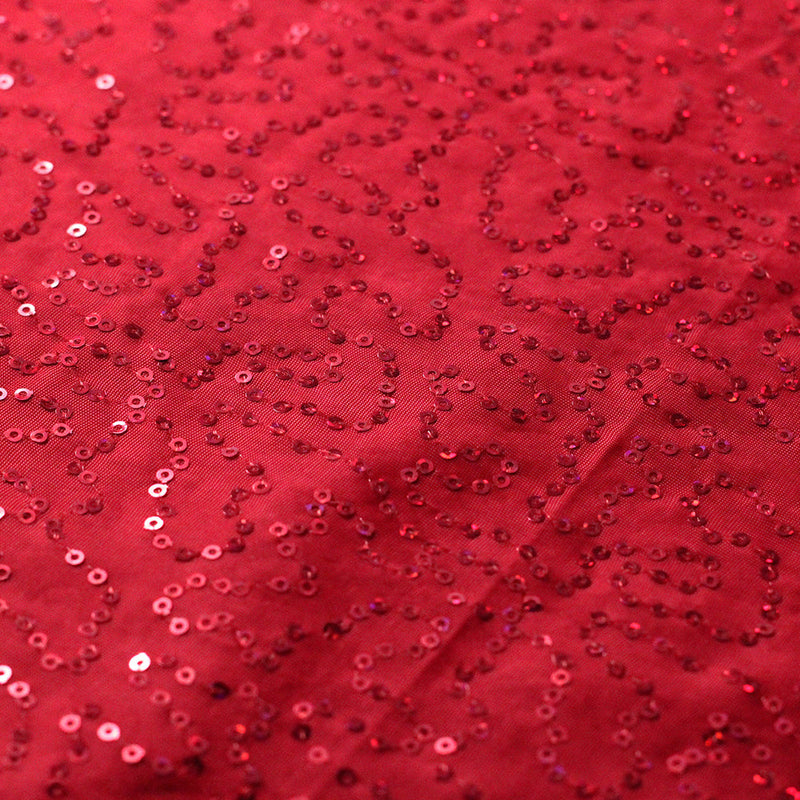 Glitzy Sequins Polyester Spandex Fabric - Multiple Colors, Round Sequins, 58/60" Width, 200 GSM (1 Yard)