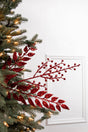 29” Red Glitter Smilax Berry Spray