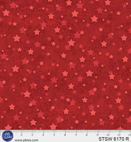 Cotton Wideback Fabric Red Star Spangled 108"