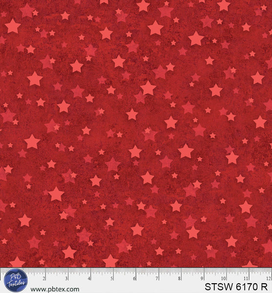 Cotton Wideback Fabric Red Star Spangled 108"