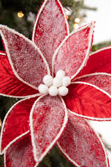 28” x 12" Frost Velvet Poinsettia Stem