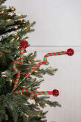 Green Red Curly Stem with Ball 24 Inch Christmas Tree Decor