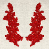 Beaded Floral Lace Applique on Polyester Mesh
