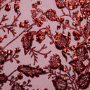 1 Yard Tulle Lace Fabric with Glitter and Floral Pattern, 58" Wide