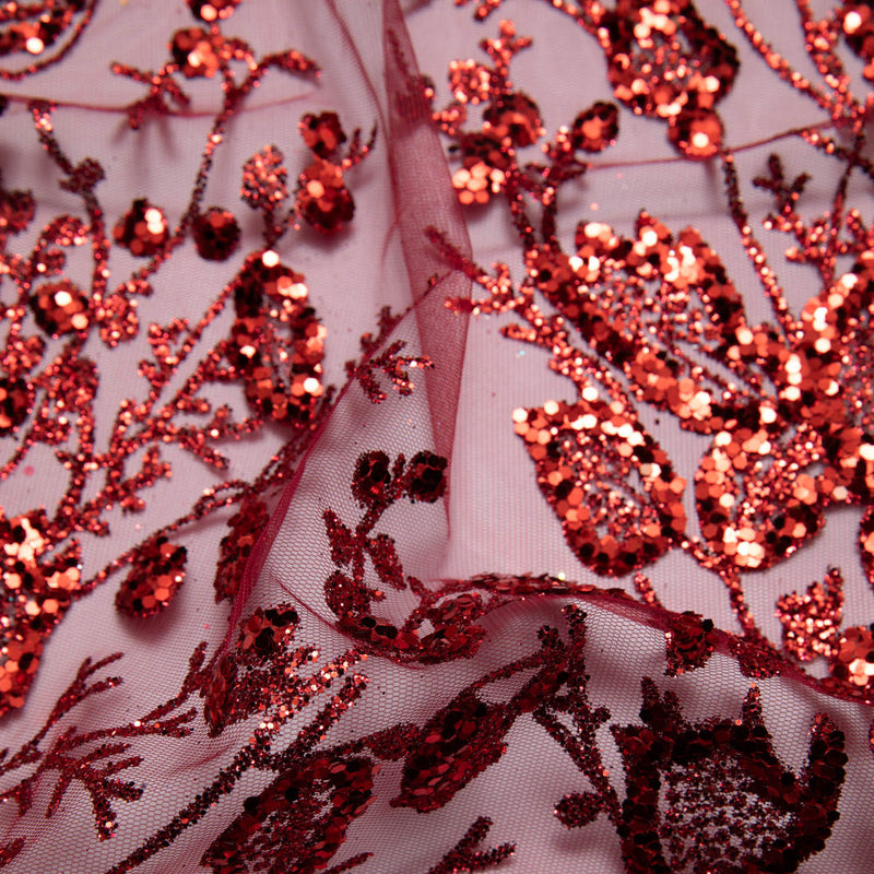 1 Yard Glitter Tulle Lace Fabric with Floral Pattern 58" Wide Mesh for Bridal, Gowns & Crafts