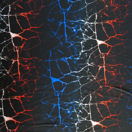 Swim Knit Nylon Spandex Red White Blue Lightning
