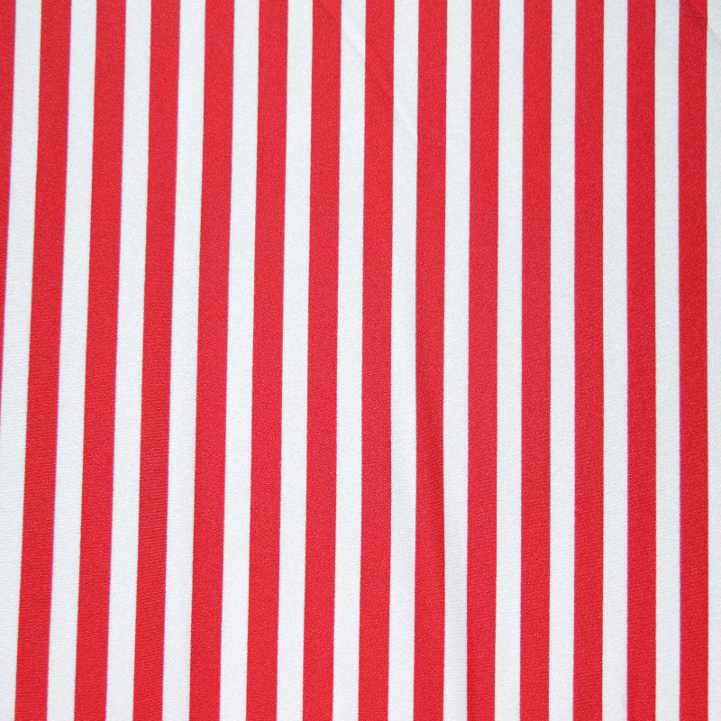 Swim Knit Nylon Spandex Red White Vertical Stripe