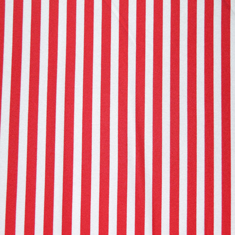 Swim Knit Nylon Spandex Red White Vertical Stripe
