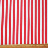 Swim Knit Nylon Spandex Red White Vertical Stripe