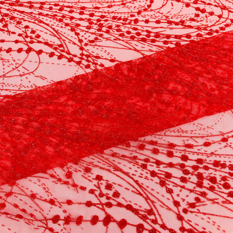 Galaxy Glitter Design Mesh Lace Polyester Fabric - Glitter Galaxy Pattern, 52-54" Width (1 Yard)