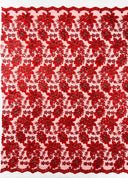 Metallic Floral Lace Design Embroidered Polyester Fabric - Floral Lace, 54" Width (1 Yard)