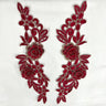 1 Pair 14" x 5" 3D Floral Lace Applique Embroidered on 100% Polyester Net Mesh