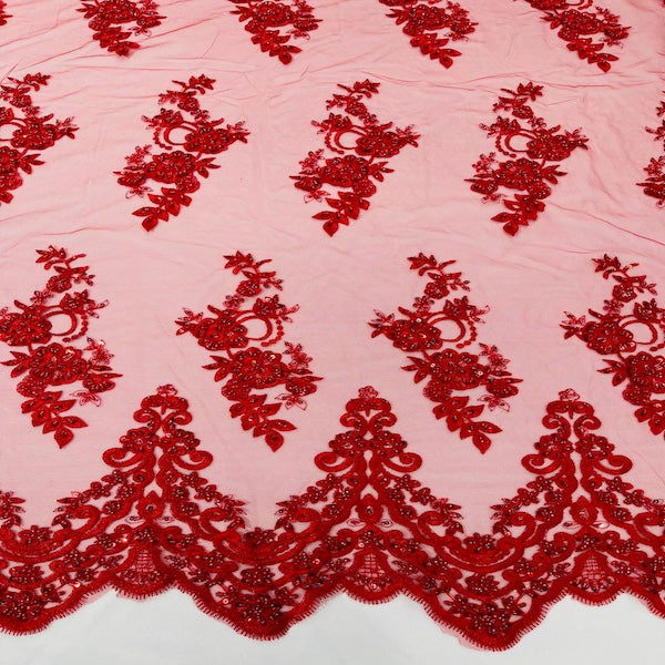 Beaded Lace Fabric Helena Floral 50" Width