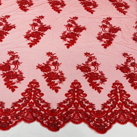 Beaded Lace Fabric Helena Floral 50" Width