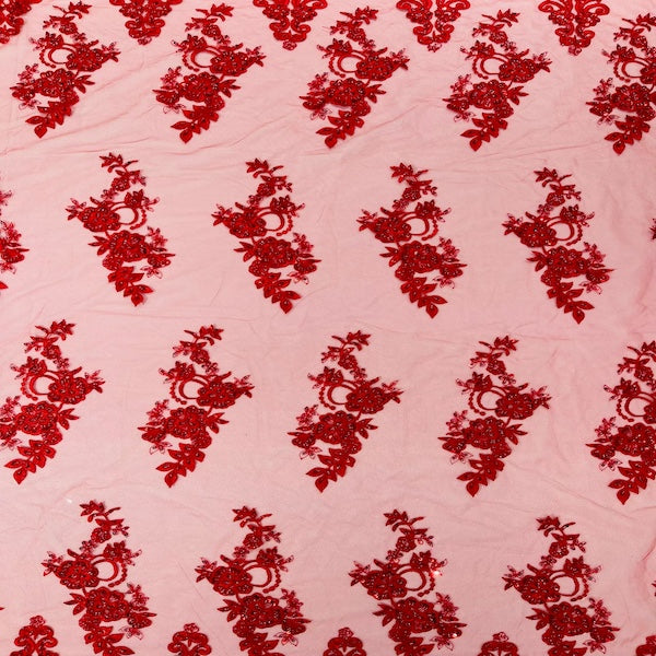 Beaded Lace Fabric Helena Floral 50" Width