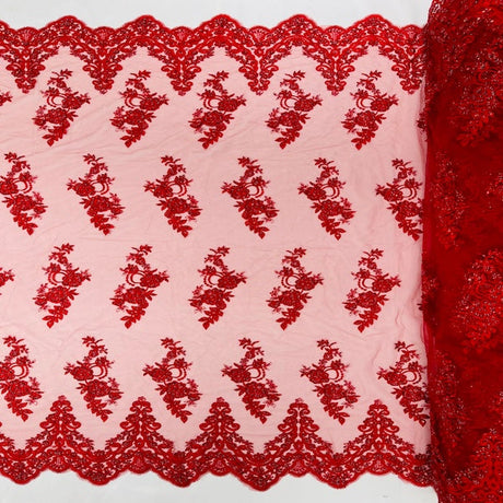 Beaded Lace Fabric Helena Floral 50" Width