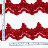 Beaded Corded Lace Trim on Net Mesh