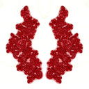 Beaded Corded Floral Lace Applique Pair