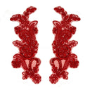 Beaded Corded Floral Lace Applique Pair