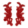 Beaded Corded Floral Lace Applique Pair
