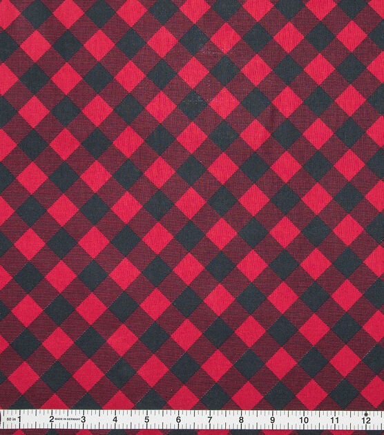 Quilting Cotton Red Black Bias Check Christmas Fabric