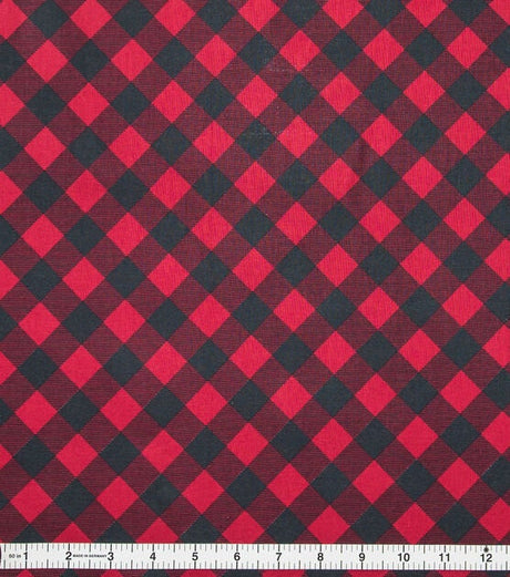 Quilting Cotton Red Black Bias Check Christmas Fabric