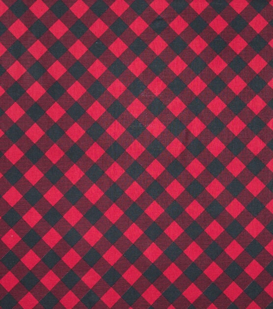 Quilting Cotton Red Black Bias Check Christmas Plaid