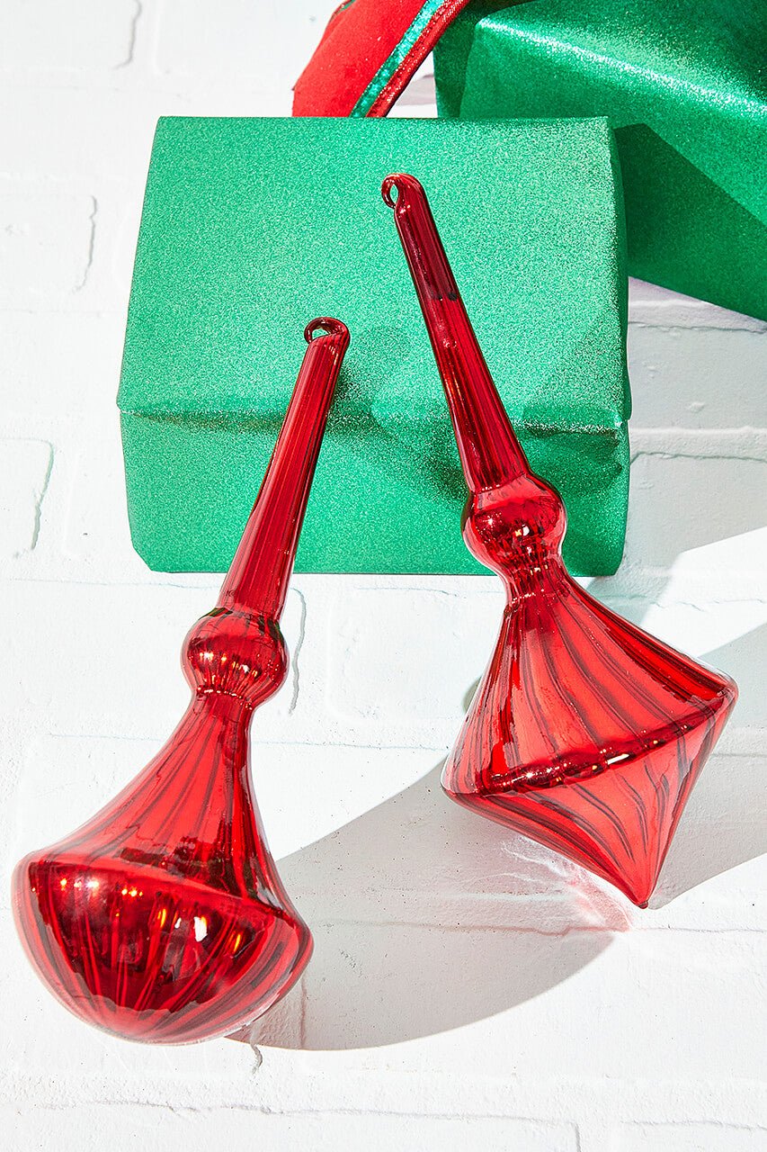 10" Red Glass Drop Ornament