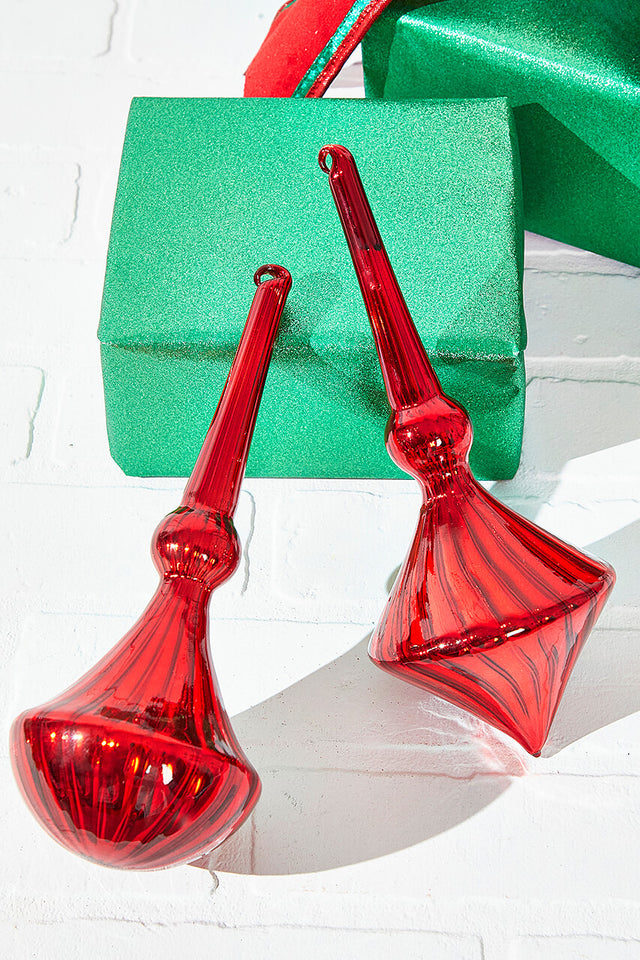 10" Red Glass Drop Ornament