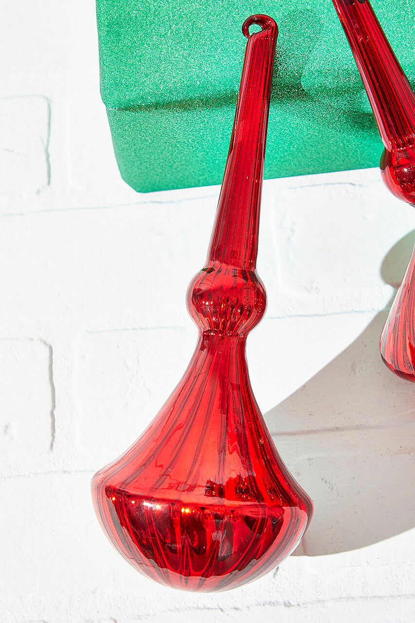 10" Red Glass Drop Ornament